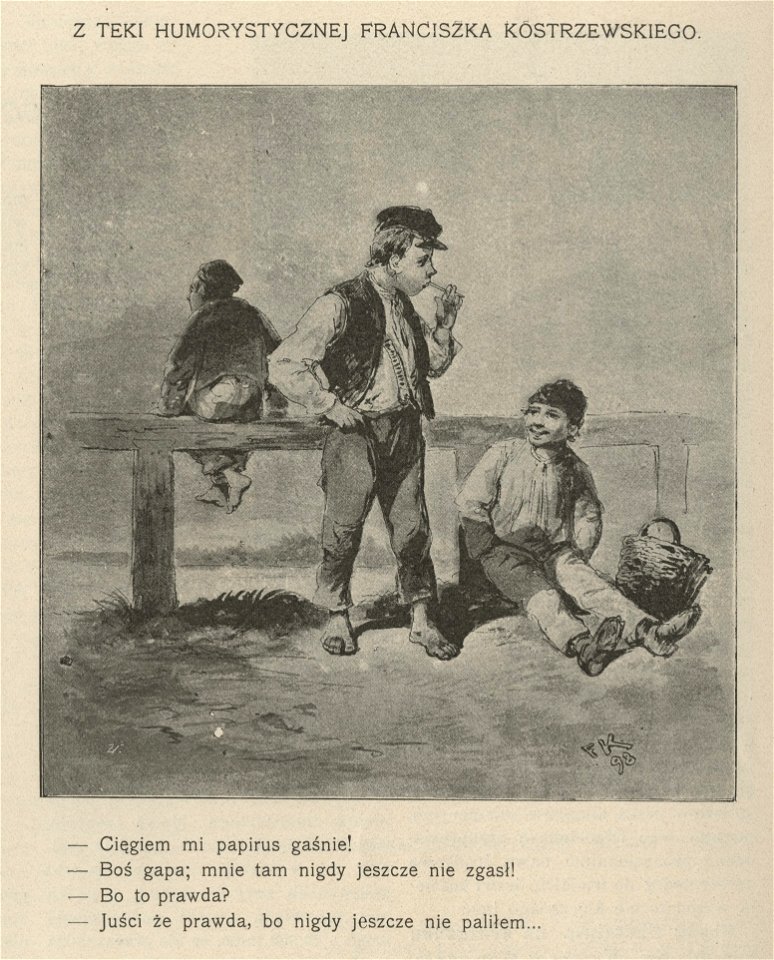 Palenie papierosów - Z teki humorystycznej Franciszka Kostrzewskiego (62877)