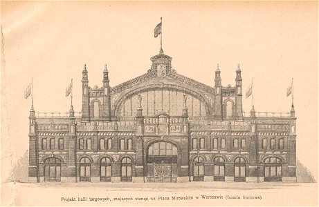 Projekt halli targowych mających stanąć na Placu Mirowskim- Fasada główna (68816)