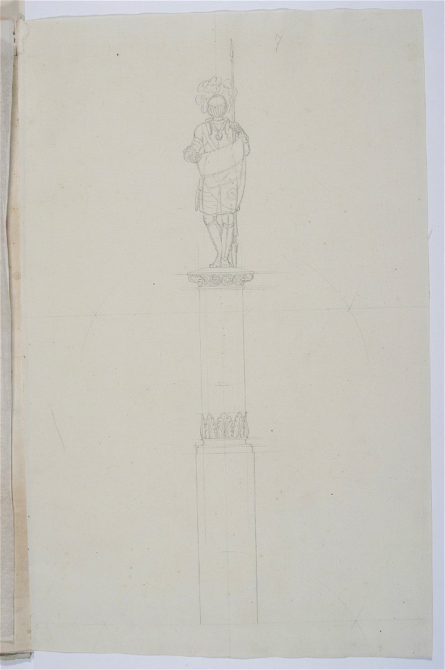 Pomnik w ksztalcie kolumny zwienczonej posagiem rycerza ca 1810 (650466)