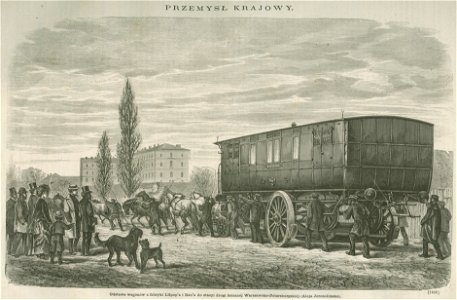 Przemysł krajowy Odstawa wagonów z fabryki Lilpopa i Raua do stacji drogi żelaznej Warszawsko-Petersburskiej Aleja Jerozolimska (75669)