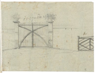 Projekt bramy z donicami z roslinami na bocznych slupach 1820 (5758464)