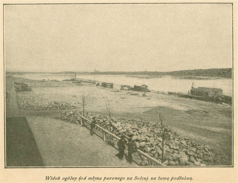 Powiśle Warszawy Widok ogólny od młyna parowego na Solcu na tamę podłużną (80632)