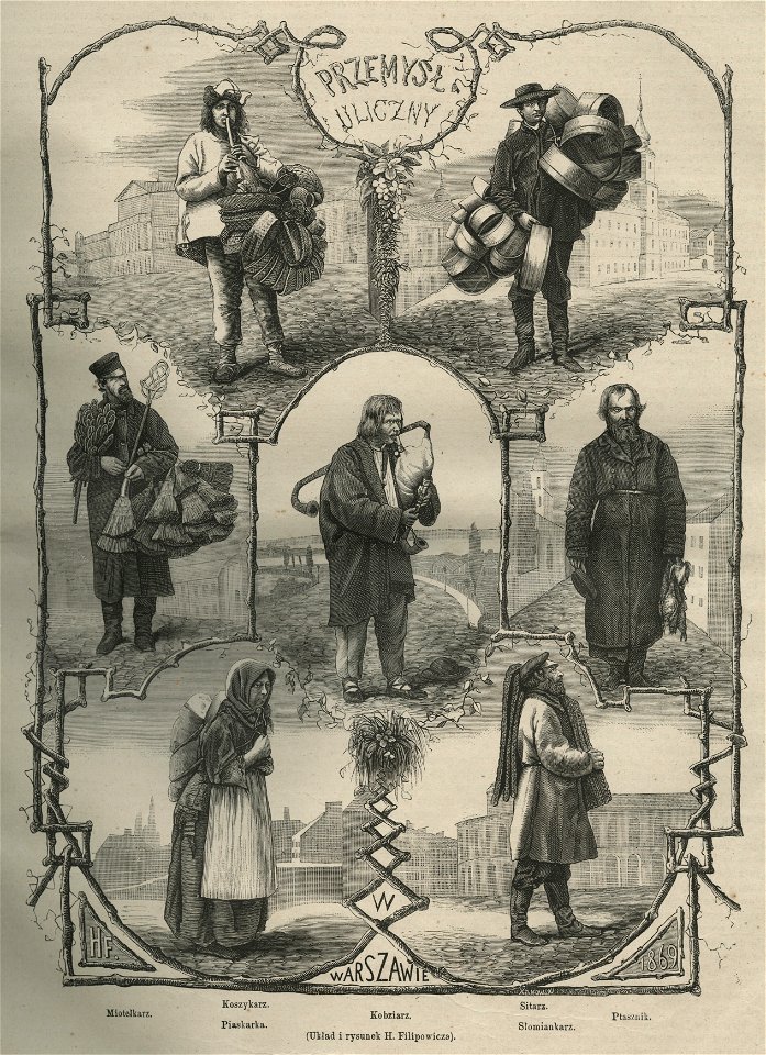 Przemysł uliczny w Warszawie - Koszykarz, Sitarz, Miotełkarz, Kobziarz, Ptasznik, Piaskarka, Słomiankarz (58319)