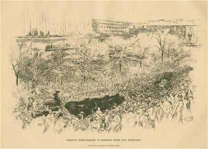 Pogrzeb Żółkowskiego w przejściu przez plac Teatralny Rysował na miejscu S. Masłowski (77936)
