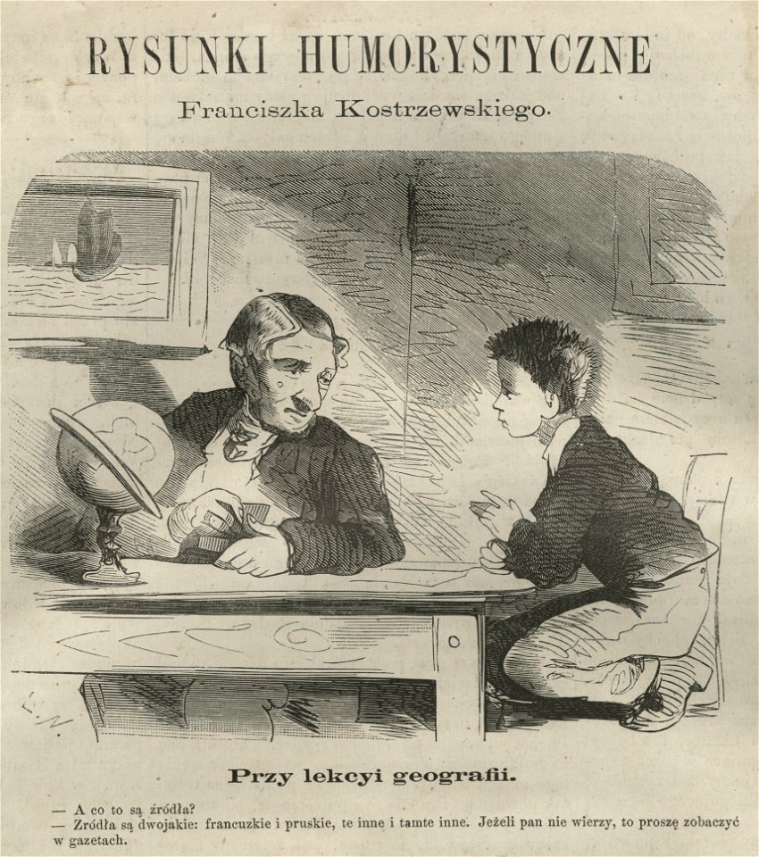 Przy lekcyi geografii Rysunki humorystyczne Franciszka Kostrzewskiego (58525)