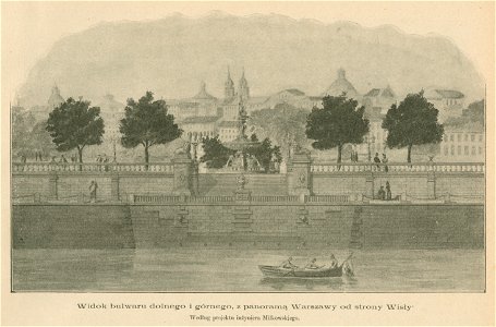 Powiśle Warszawy - plany przebudowy Widok bulwaru dolnego i górnego, z panoramą Warszawy od strony Wisły Według projektu inżyniera Miłkowskiego (80825)