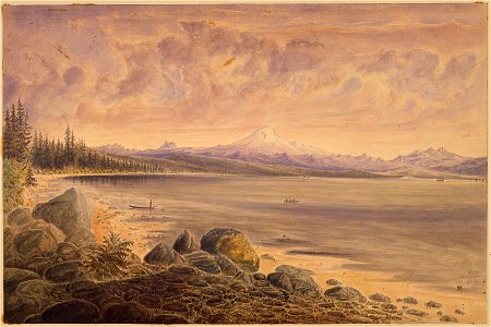 Semiahmoo Bay, from Bluff near entrance of Mud Bay with Camp Semiahmoo, Drayton's Harbor and distant view of Mt.... - NARA - 305494
