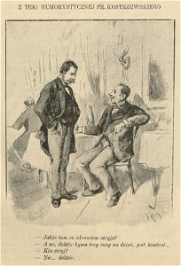 Rozmowa w kawiarni (z teki humorystycznej Franciszka Kostrzewskiego) (61490)