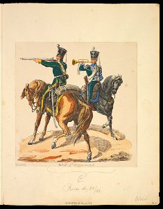 Strzelec i trebacz na koniach miedzy 1880 i 1900 (79312817)