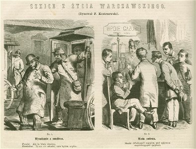 Szkice z życia warszawskiego - Nr 1 - Wysadzanie z omnibusa (56754)