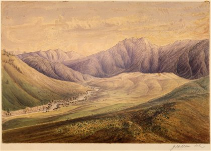 Similkameen River, view from boundary N. of Camp Similkameen looking up. Tchopak mts. in the distance - NARA - 305499