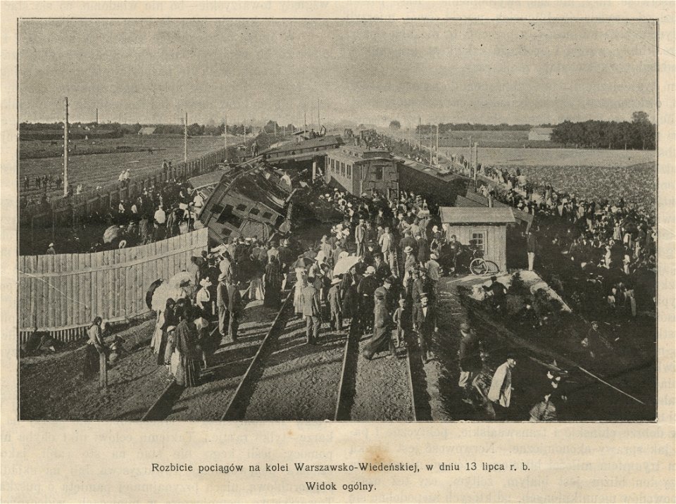 Rozbicie pociągów na kolei Warszawsko-Wiedeńskiej, w dniu 13 lipca r.b. 1900 - Widok ogólny (54163)