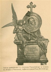 Tablica pamiątkowa ś. p. Andrzeja Pruszyńskiego w kościele Św. Krzyża w Warszawie, wykonana przez Piusa Welońskiego (72422)