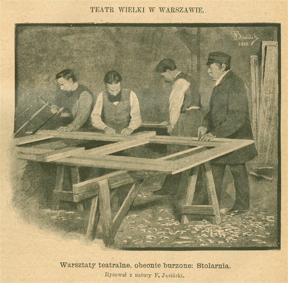 Teatr Wielki w Warszawie Warsztaty teatralne, obecnie burzone Stolarnia Rysował z natury F. Jasiński (78016)