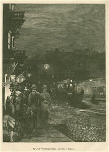 Ulica wieczorem Rysunek J. Eismonda (77357)