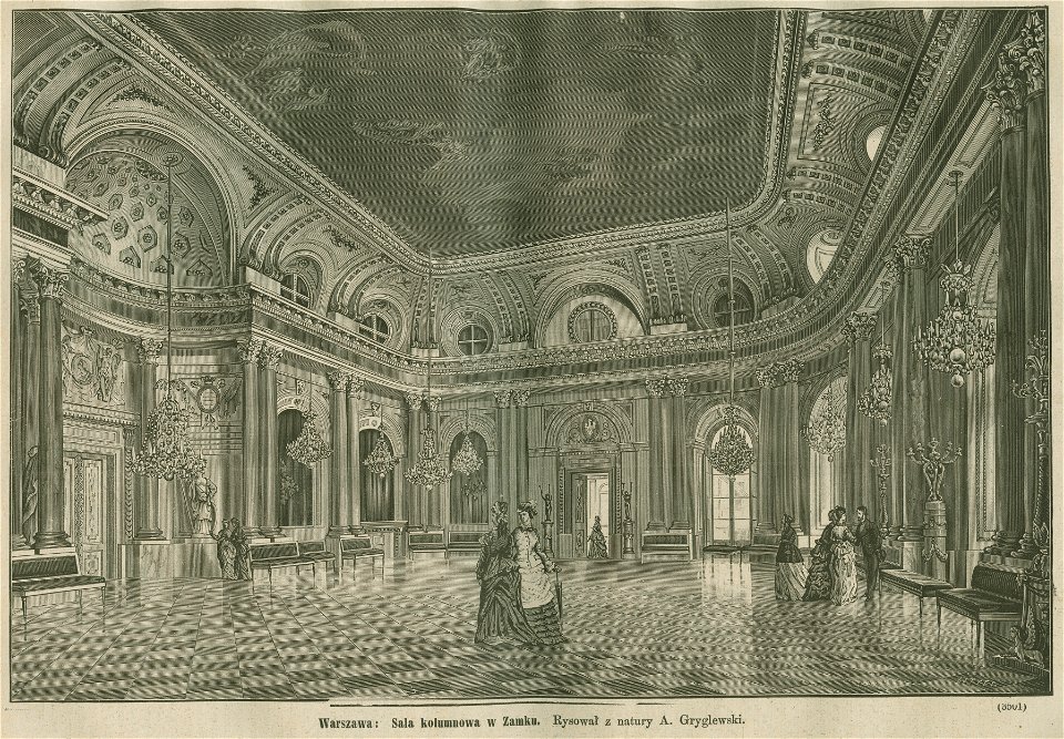 Warszawa Sala Kolumnowa w Zamku Rysował z natury A. Gryglewski (85703)