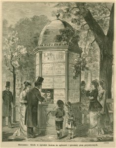 Warszawa Kiosk w ogrodzie Saskim do ogłoszeń i do sprzedaży pism periodycznych (85548)
