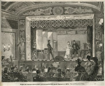 Wnętrze sali teatrzyku Dobroczynności, podczas przedstawienia operetki Moniuszki p. t. Betty - (Rysował Ksawery Pillati) (58733)