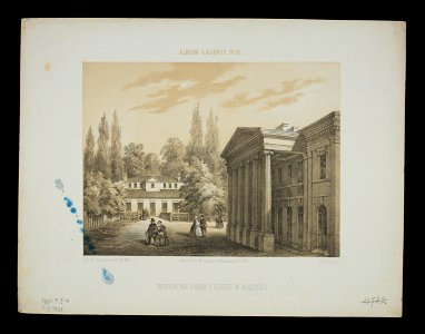 Widok na park i teatr w Kaliszu nie po 1858 (74881158)