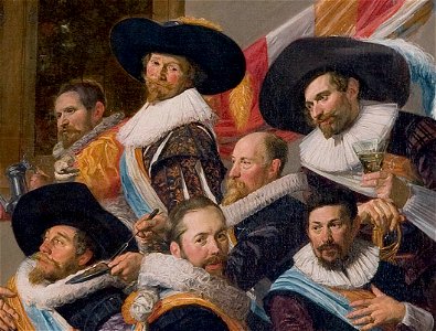 Frans Hals - detail showing Cavalier hats. Free illustration for personal and commercial use.