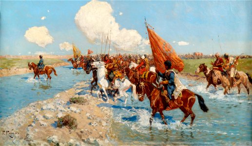 Frans Roubaud - Tscherkessenreiter überqueren einen Fluss