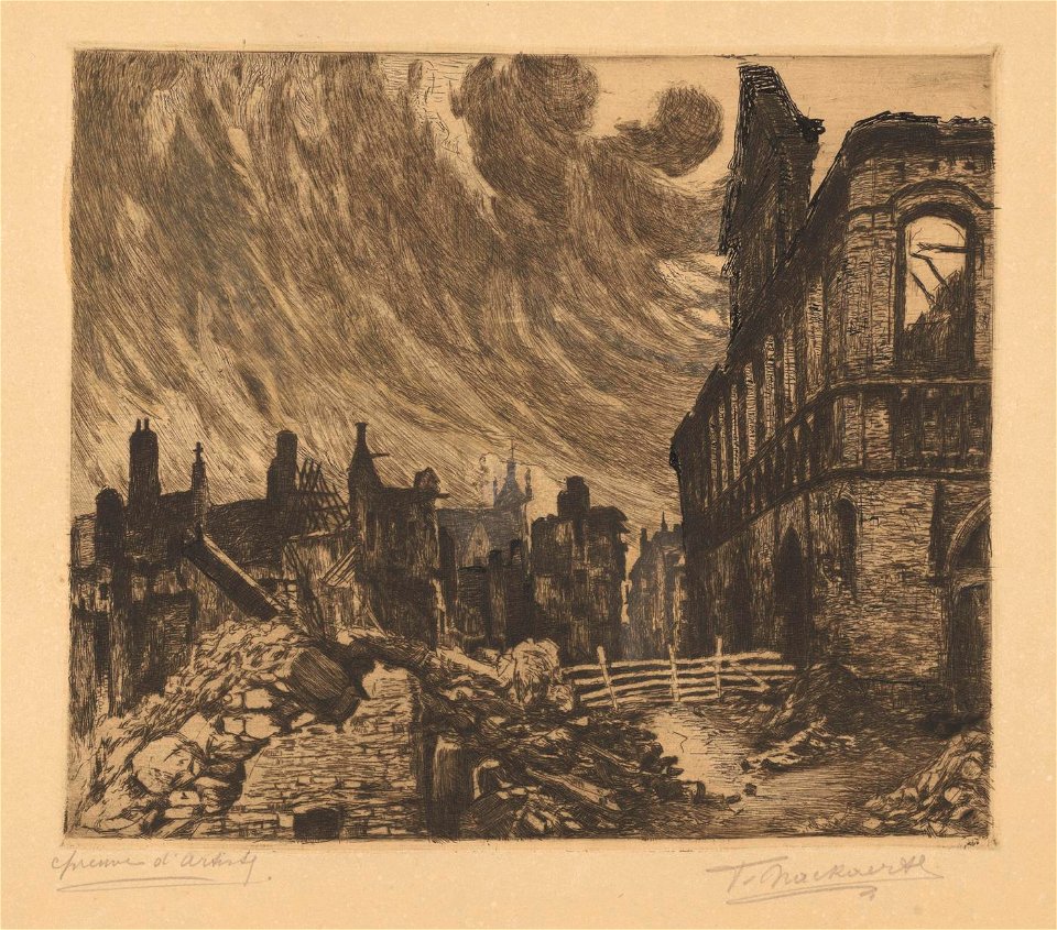 Frans Nackaerts - Naamstestraat 1914 = Louvain, rue de Namur - Graphic work - Royal Library of Belgium - S.III 80094