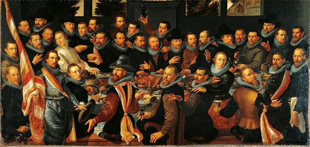 Frans Pietersz de Grebber - Maaltijd van een korporaalschap van de Cluveniersdoelen 1610