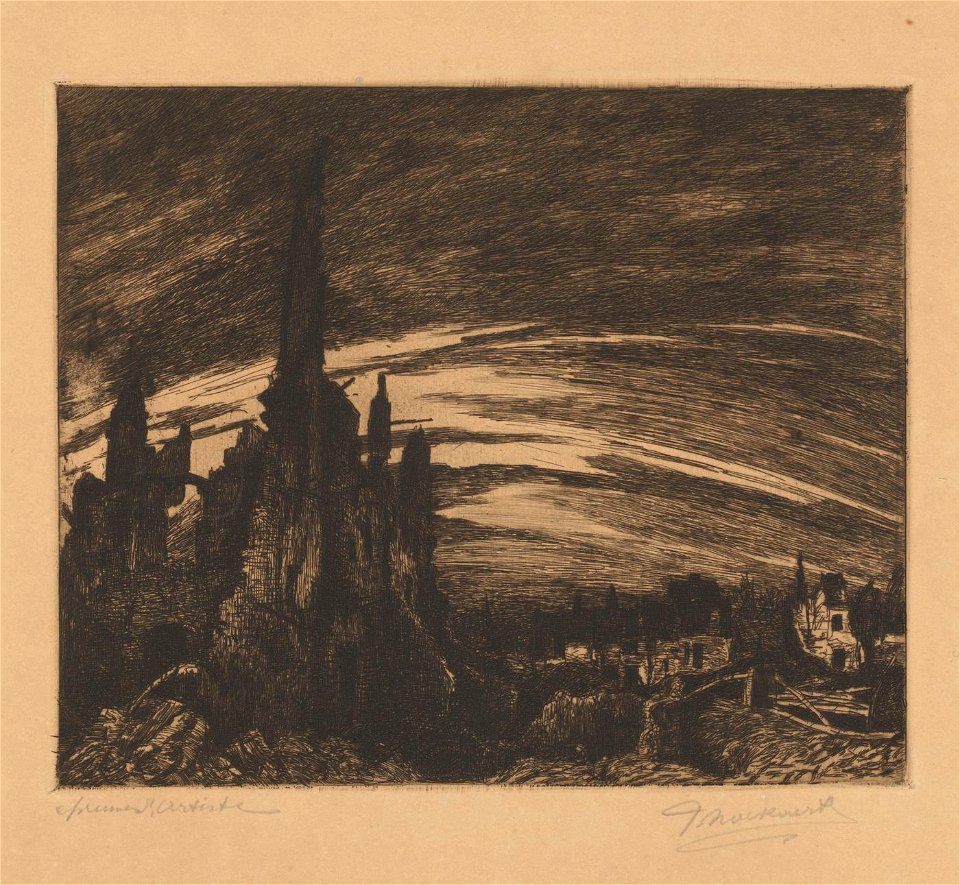 Frans Nackaerts - Ruines à Louvain - Graphic work - Royal Library of Belgium - S.III 80095