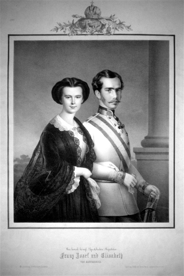 Franz Joseph I. und Elisab eth von Österreich Litho