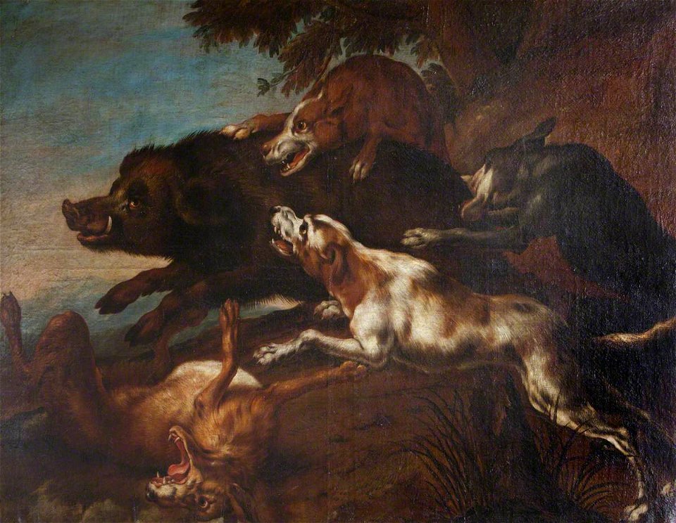Frans Snyders (1579-1657) (style of) - Hounds Harassing a Wild Boar - 1401249 - National Trust