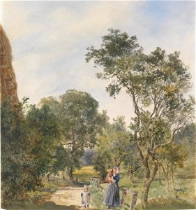 Franz Alt Frau mit zwei Kindern in einer Parklandschaft 1883
