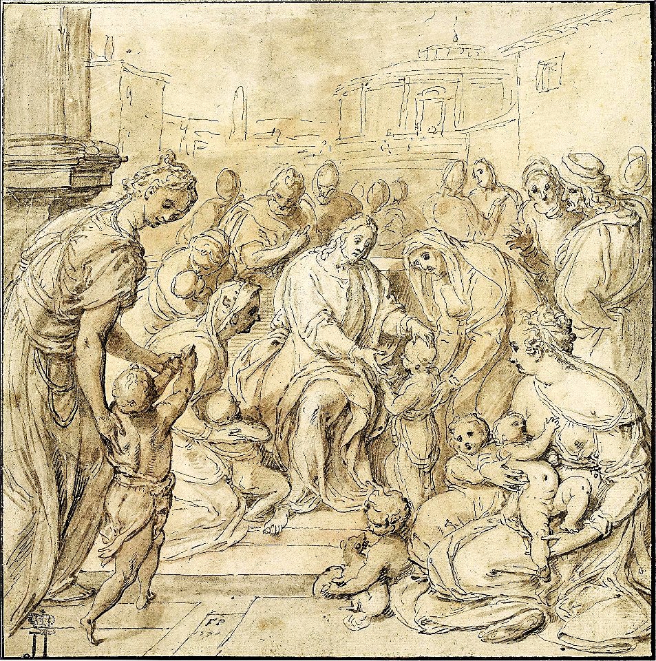 Frans Pourbus I - Christ Blessing Children (Suffer little Children to come unto me...)
