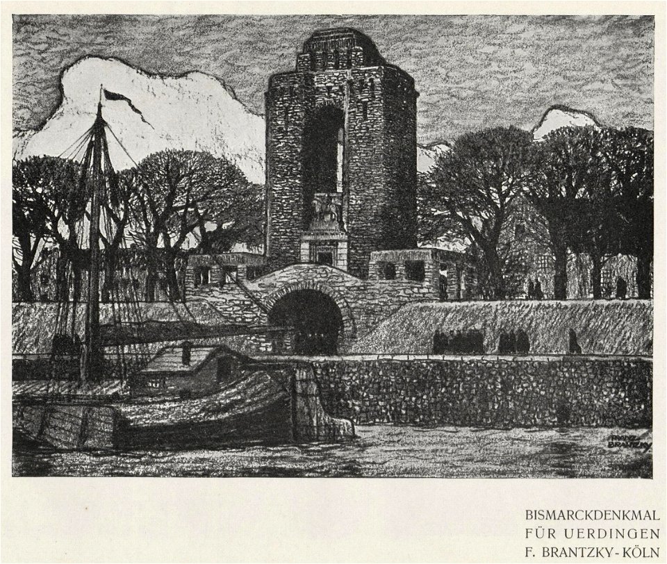Franz Brantzky - Wettbewerbsentwurf für ein Bismarckdenkmal in Uerdingen, 1910