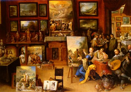 Frans II Francken Pictura, Poesis and Musica in a Pronkkamer. Free illustration for personal and commercial use.