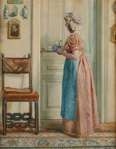 Franz Kuderna Interieur mit Dienstmädchen