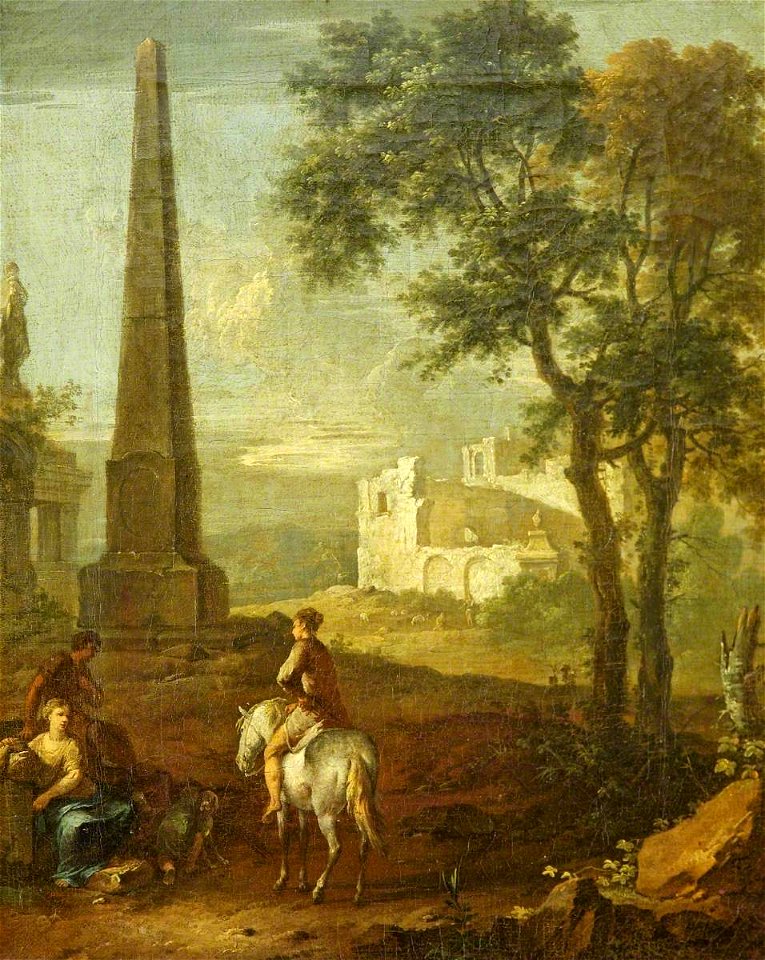 Franz de Paula Ferg (1689-1740) - A Classical Landscape with an Obelisk, a Woman and a Rider - 732156 - National Trust