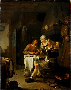 Frans van Mieris the Elder - Tavern Scene. Free illustration for personal and commercial use.