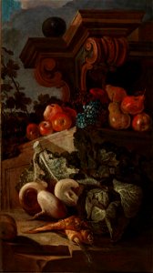 Franz Ignaz Flurer - Fruit and vegetables on a plinth