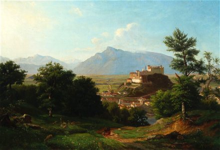 Franz Krüger - Berglandschaft mit Schloss, Salzburg