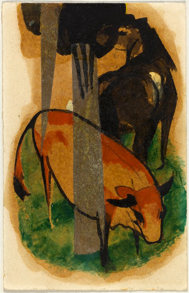 Franz Marc - Rotes Pferd und gelbes Rind
