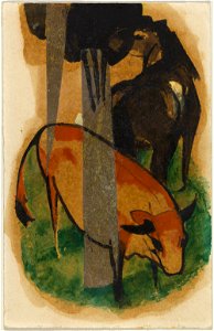 Franz Marc - Rotes Pferd und gelbes Rind