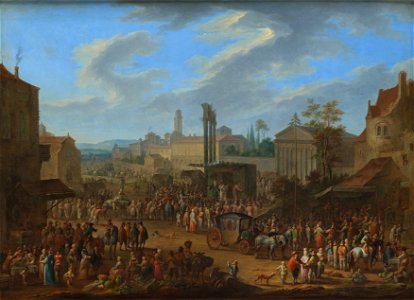 Franz de Paula Ferg - Jahrmarkt mit Tempel und Maibaum - 4321 - Kunsthistorisches Museum