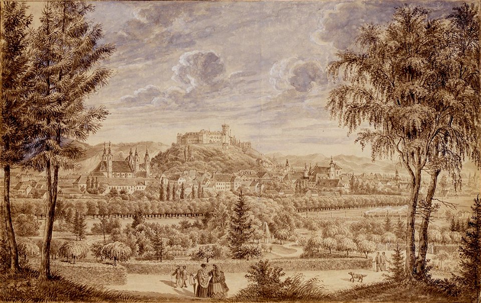 Franz Kurz zum Thurn und Goldenstein - Pogled na Ljubljano izpred Tivolskega dvorca