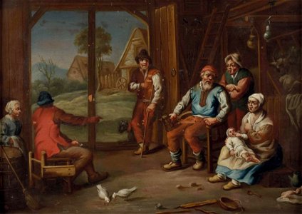 Franz Josef Textor (attr) Der alte Bauer inmitten seiner Familie