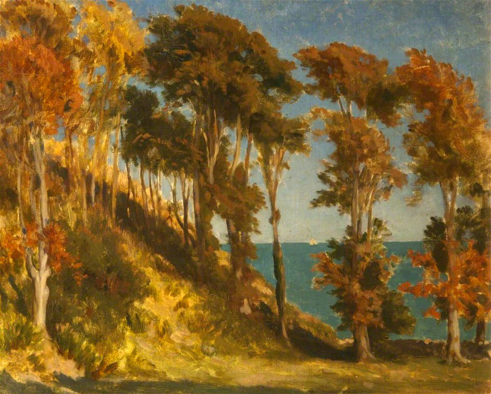 Frederic Leighton (1830-1896) - A Wooded Hill with the Sea beyond - 584345 - National Trust