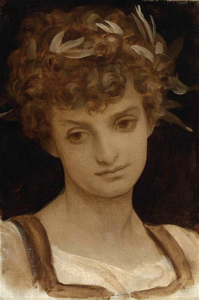 Frederic Leighton - Study of a Girl's Head, wreathed in laurel