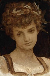 Frederic Leighton - Study of a Girl's Head, wreathed in laurel