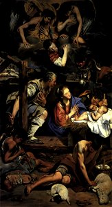 Fray Juan Bautista Maino - Adoration of the Shepherds - WGA13869. Free illustration for personal and commercial use.