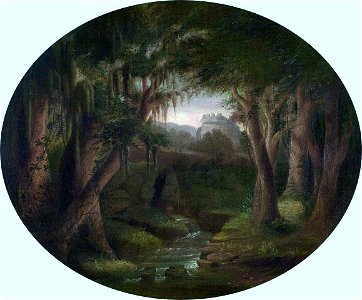 Untitled (Landscape with Mossy Trees and Distant Ruins) by Charles A. Fraser