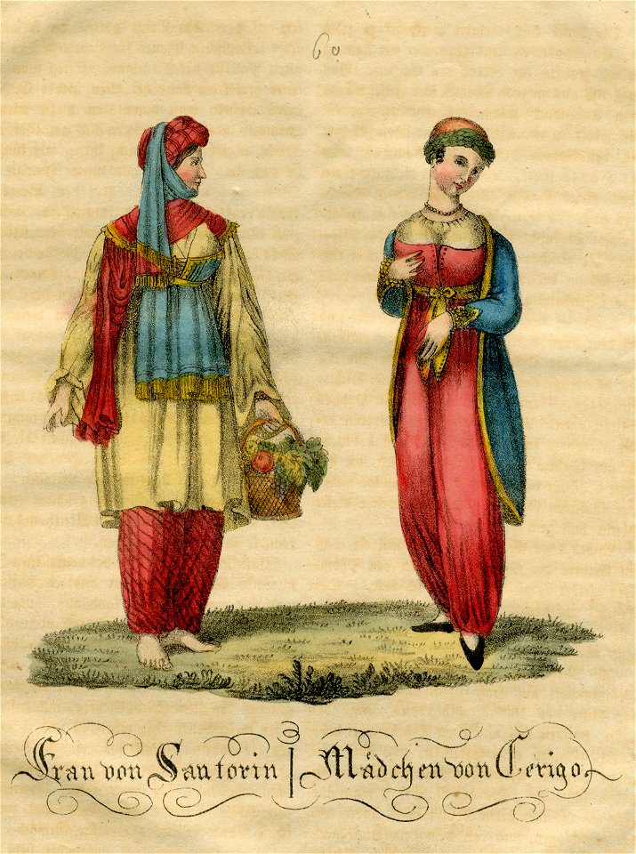 Frau von Santorini Mädchen von Cerigo - Griechenland- Die Ionischen Inseln Nach Den Neuesten Und Beste Quellen Bearbeitet Schweidnitz Świdnica Ca - 1825